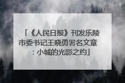 《人民日报》刊发乐陵市委书记王晓勇署名文章：小城的光影之约
