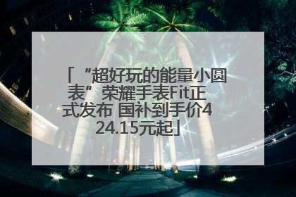 “超好玩的能量小圆表”荣耀手表Fit正式发布 国补到手价424.15元起