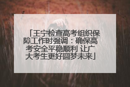 王宁检查高考组织保障工作时强调：确保高考安全平稳顺利 让广大考生更好圆梦未来
