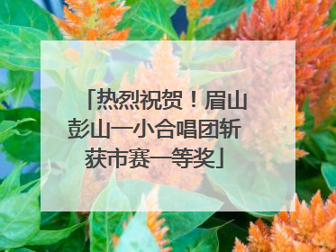 热烈祝贺！眉山彭山一小合唱团斩获市赛一等奖