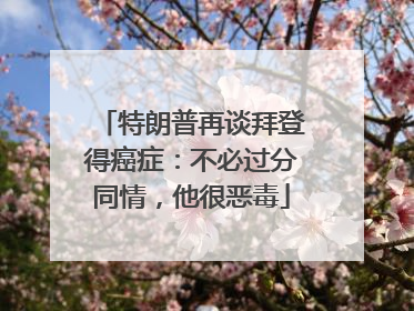 特朗普再谈拜登得癌症：不必过分同情，他很恶毒