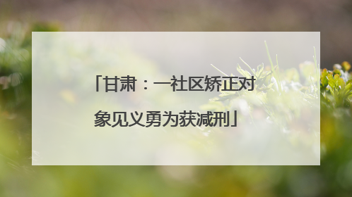 甘肃：一社区矫正对象见义勇为获减刑