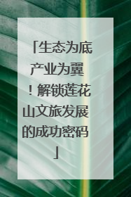 生态为底 产业为翼！解锁莲花山文旅发展的成功密码