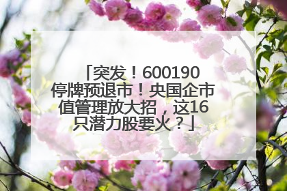 突发！600190停牌预退市！央国企市值管理放大招，这16只潜力股要火？