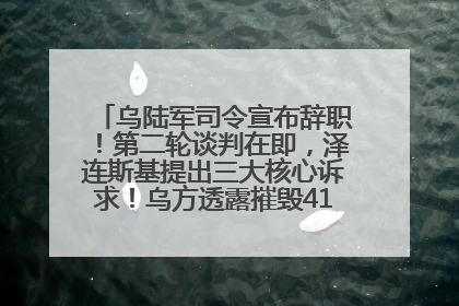 乌陆军司令宣布辞职！第二轮谈判在即，泽连斯基提出三大核心诉求！乌方透露摧毁41架俄战略轰炸机