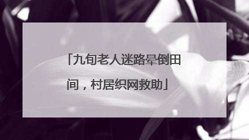 九旬老人迷路晕倒田间，村居织网救助