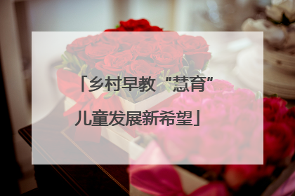 乡村早教“慧育”儿童发展新希望