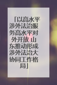以高水平涉外法治服务高水平对外开放 山东推动形成涉外法治大协同工作格局