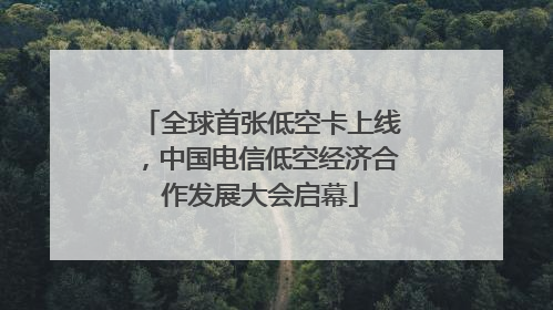 全球首张低空卡上线，中国电信低空经济合作发展大会启幕