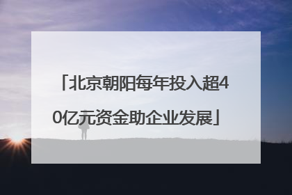 北京朝阳每年投入超40亿元资金助企业发展