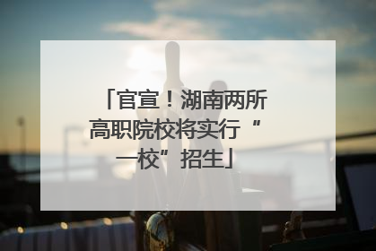 官宣！湖南两所高职院校将实行“一校”招生
