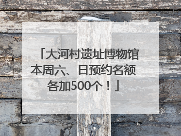 大河村遗址博物馆本周六、日预约名额各加500个！