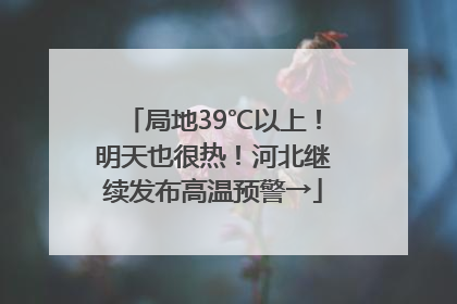 局地39℃以上！明天也很热！河北继续发布高温预警→