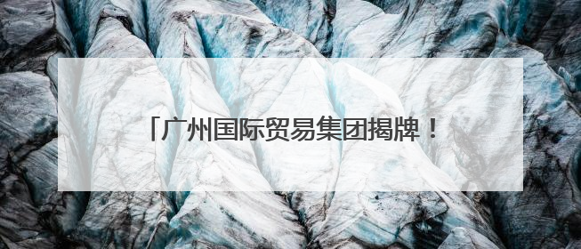 广州国际贸易集团揭牌！现场签下超亿元“首单”