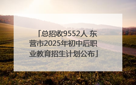 总招收9552人 东营市2025年初中后职业教育招生计划公布