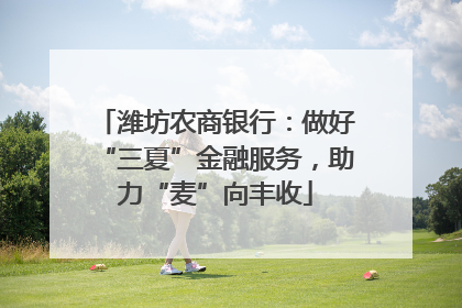 潍坊农商银行：做好“三夏”金融服务，助力“麦”向丰收