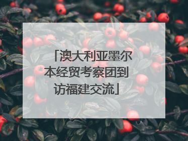 澳大利亚墨尔本经贸考察团到访福建交流