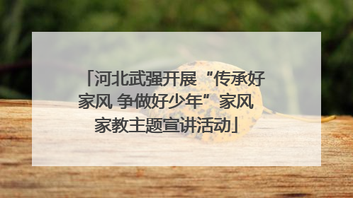 河北武强开展“传承好家风 争做好少年”家风家教主题宣讲活动