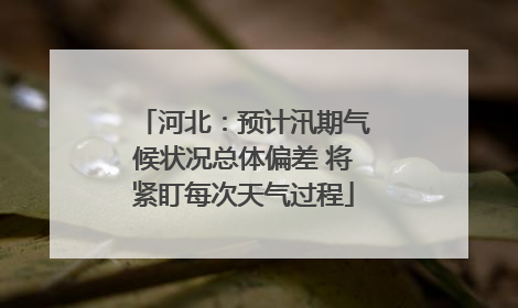河北：预计汛期气候状况总体偏差 将紧盯每次天气过程