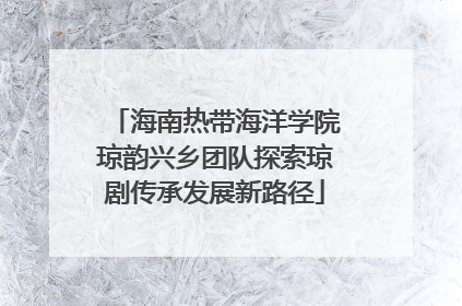 海南热带海洋学院琼韵兴乡团队探索琼剧传承发展新路径
