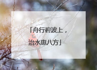 舟行碧波上，治水惠八方