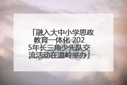 融入大中小学思政教育一体化 2025年长三角少先队交流活动在温岭举办