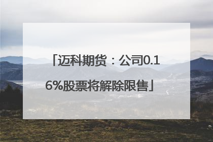 迈科期货：公司0.16%股票将解除限售