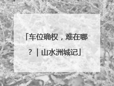 车位确权，难在哪？｜山水洲城记