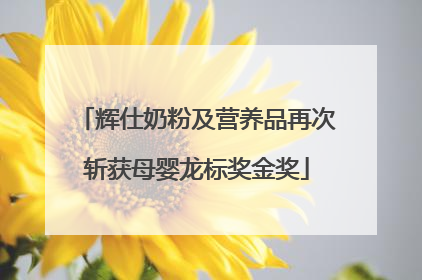 辉仕奶粉及营养品再次斩获母婴龙标奖金奖