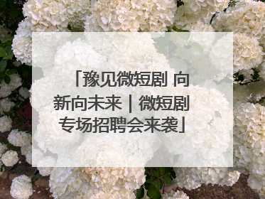 豫见微短剧 向新向未来｜微短剧专场招聘会来袭