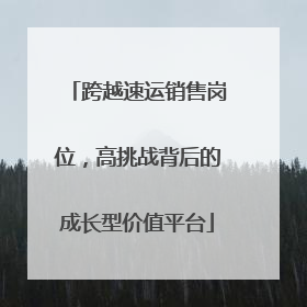 跨越速运销售岗位，高挑战背后的成长型价值平台