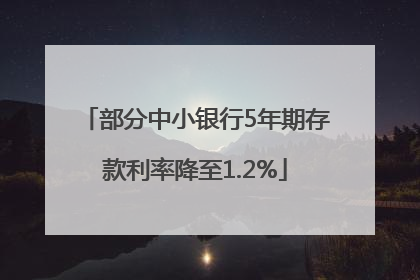 部分中小银行5年期存款利率降至1.2%