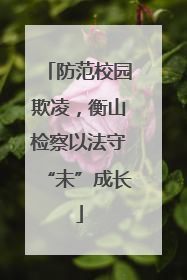 防范校园欺凌，衡山检察以法守“未”成长