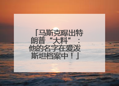 马斯克曝出特朗普“大料”：他的名字在爱泼斯坦档案中！