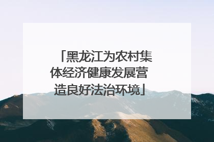 黑龙江为农村集体经济健康发展营造良好法治环境