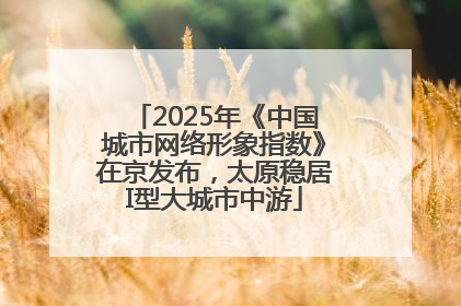 2025年《中国城市网络形象指数》在京发布，太原稳居I型大城市中游